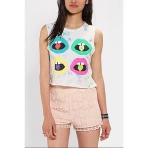 UO Urban Outfitters Life Clothing tie dye lips graphic cropped muscle tank